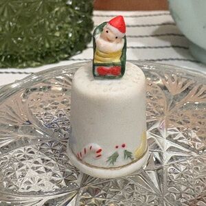 Vintage Enesko Porcelain Christmas Thimble- Taiwan